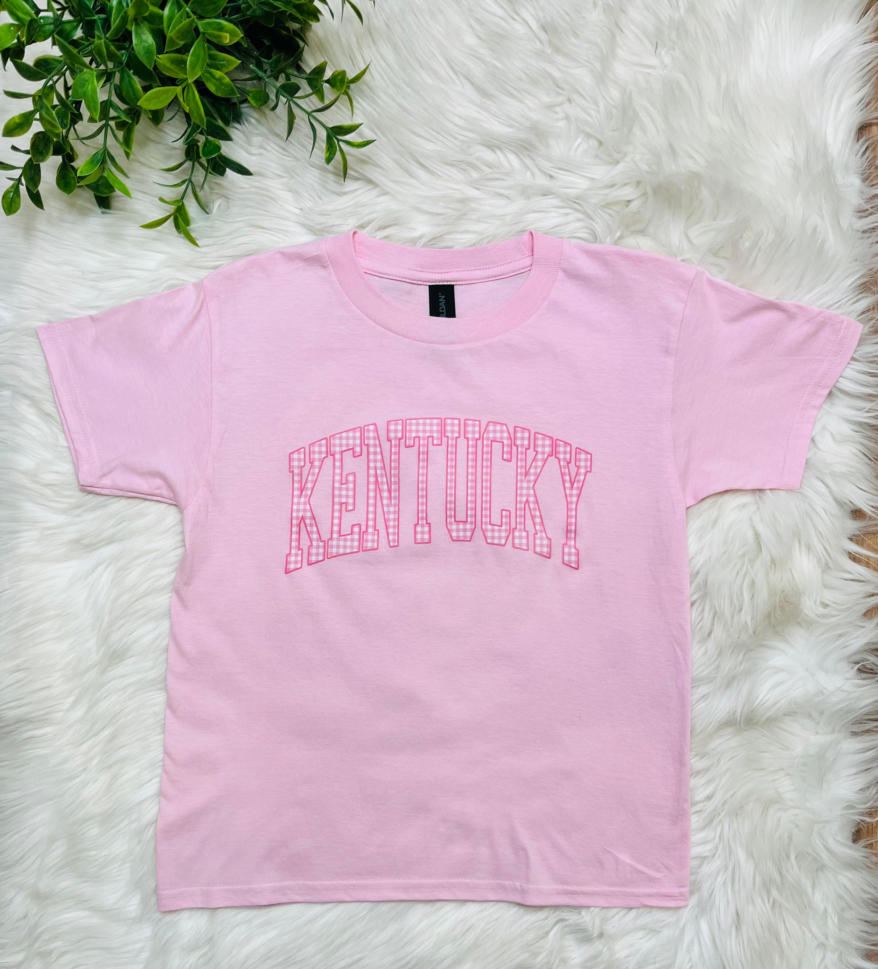 Girl’s Pink Gingham Kentucky Tee