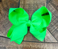 Hair Bow 6” Alligator Clip - Neon Green