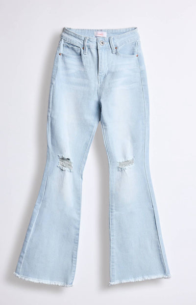 Girls Frey hem flare jeans