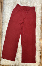 Women’s Burgundy Ribbed Top and Drawstring Pant Set