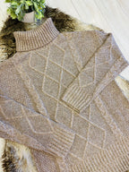 Women’s Evermmee Tan Turtle Neck Sweater Top- True to Size