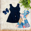 Girl’s Navy Patchwork Flare Pant Set