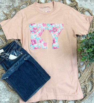 White Stitch peach tie dye KY tee - Mini Mee Boutique