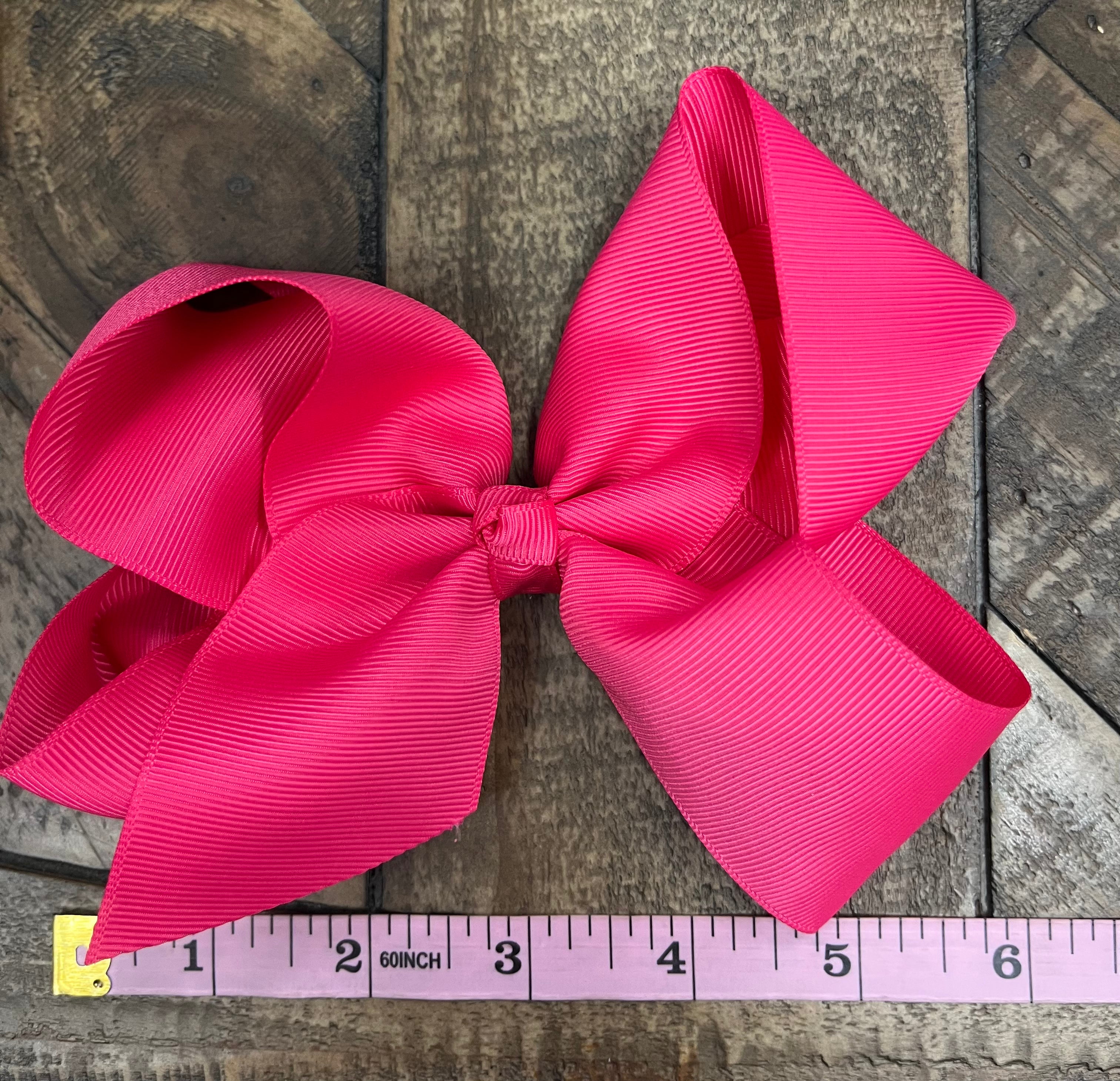 Hair Bow 6” Alligator Clip - Hot Pink