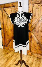 Women’s GiGiO Black V Neck Embroidered Design Dress