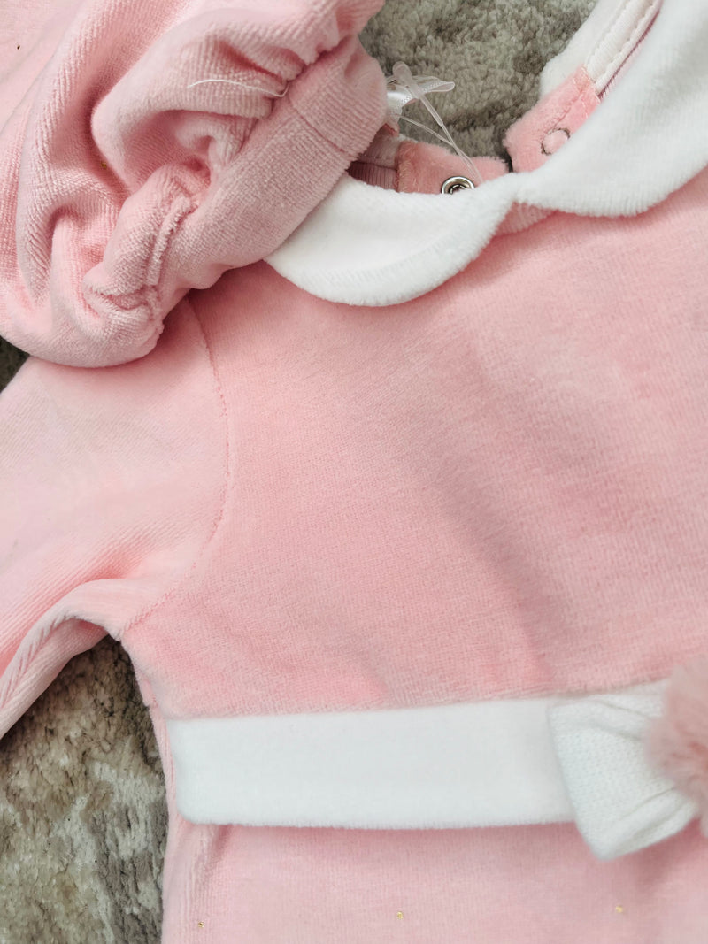 Mayoral Newborn Blush Pink Romper and Hat - Mini Mee Boutique