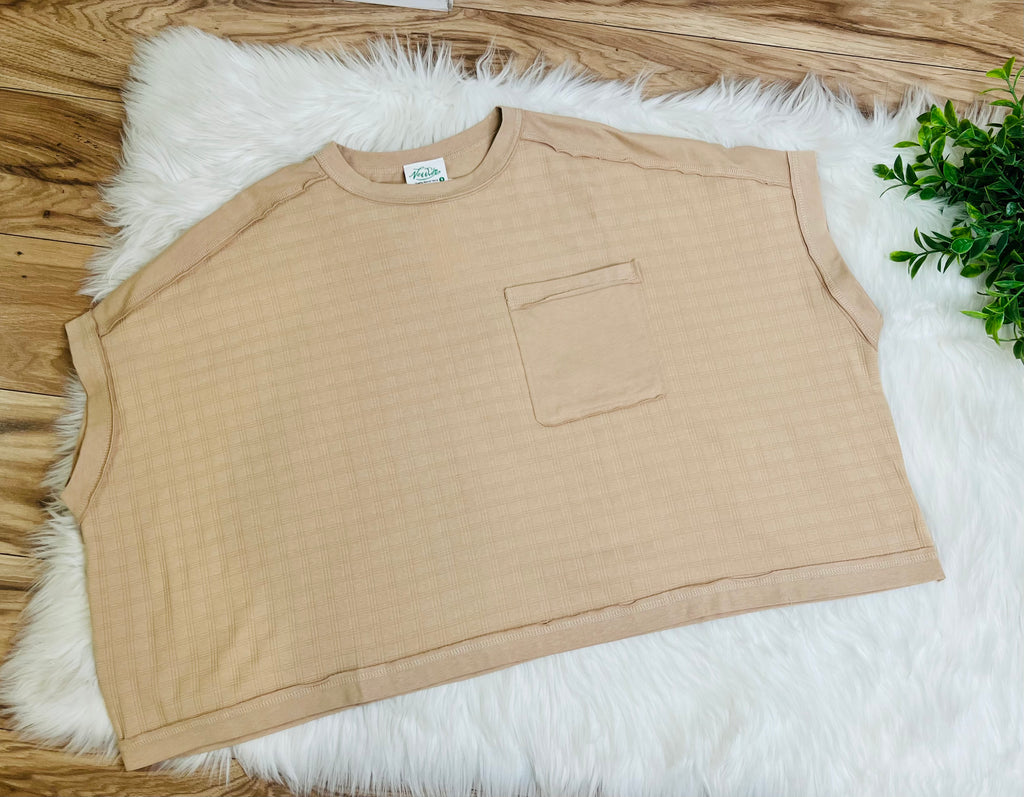Women’s Very J Taupe Oversized Pocket Top