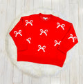Women’s Red Bow Print Sweater Top