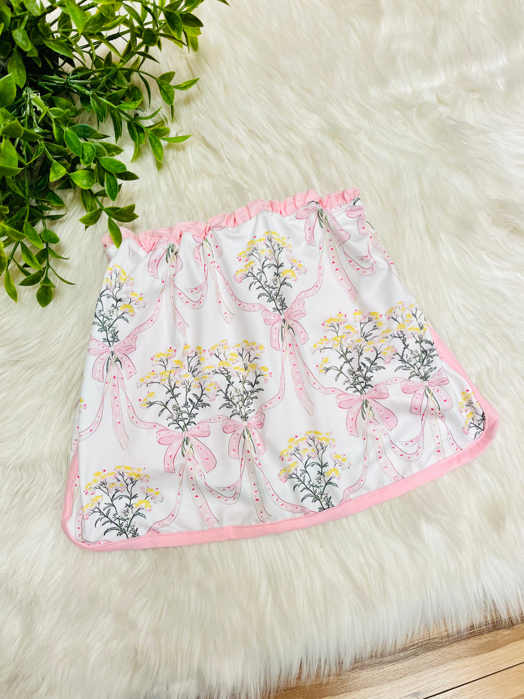 Girl’s Light Pink Floral Bow Skort Outfit