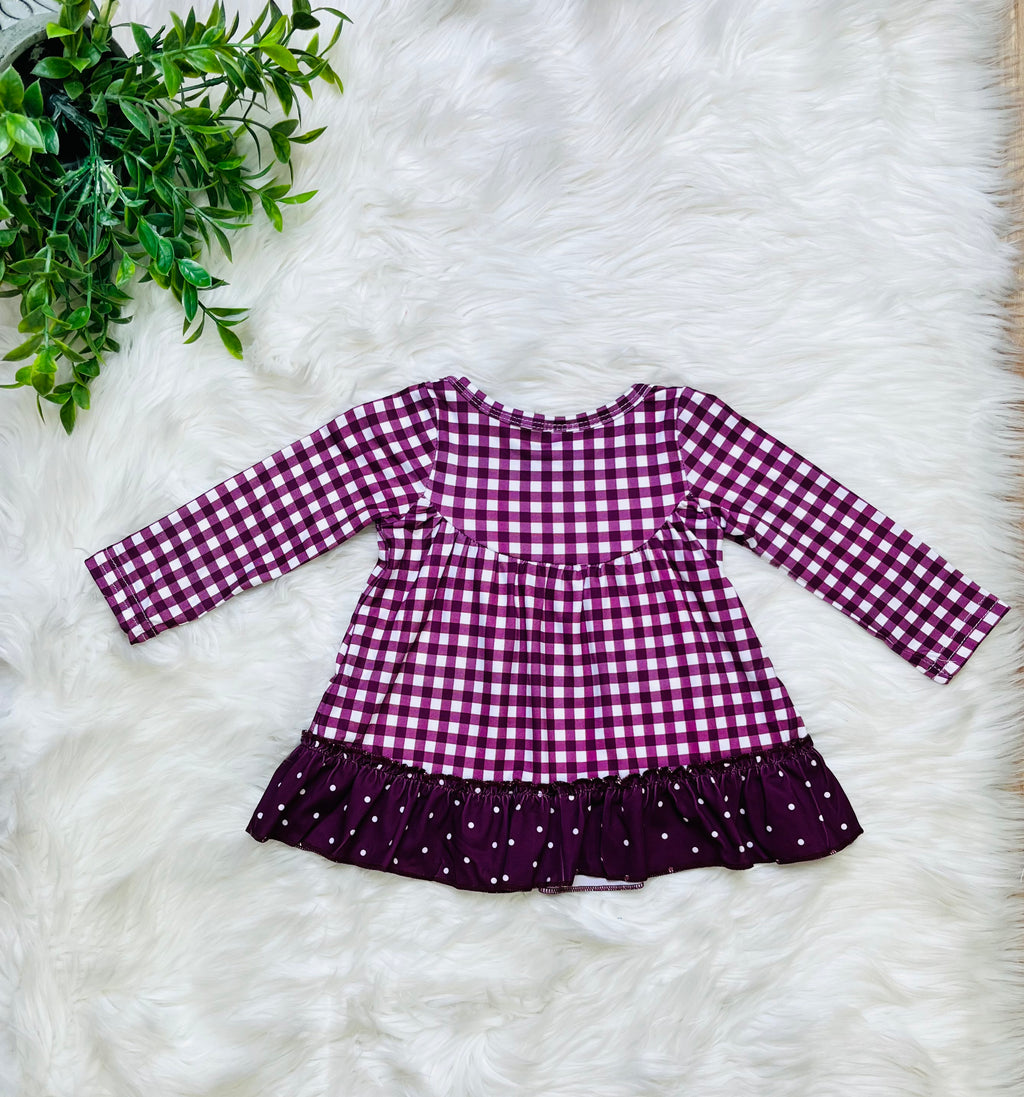 Girl’s Plum Gingham Outfit Set