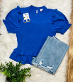 Women’s Umgee Blue Smocked Top