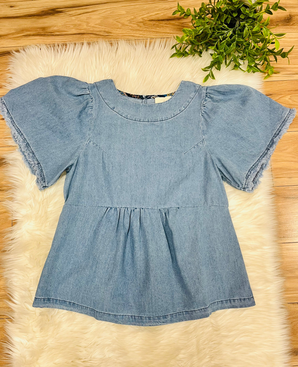 Women’s Umgee Stone Wash Denim Peplum Top- True to Size