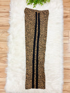 Women’s Anniewear Cheetah Print Pants with Black Stripe Detail- True to Size