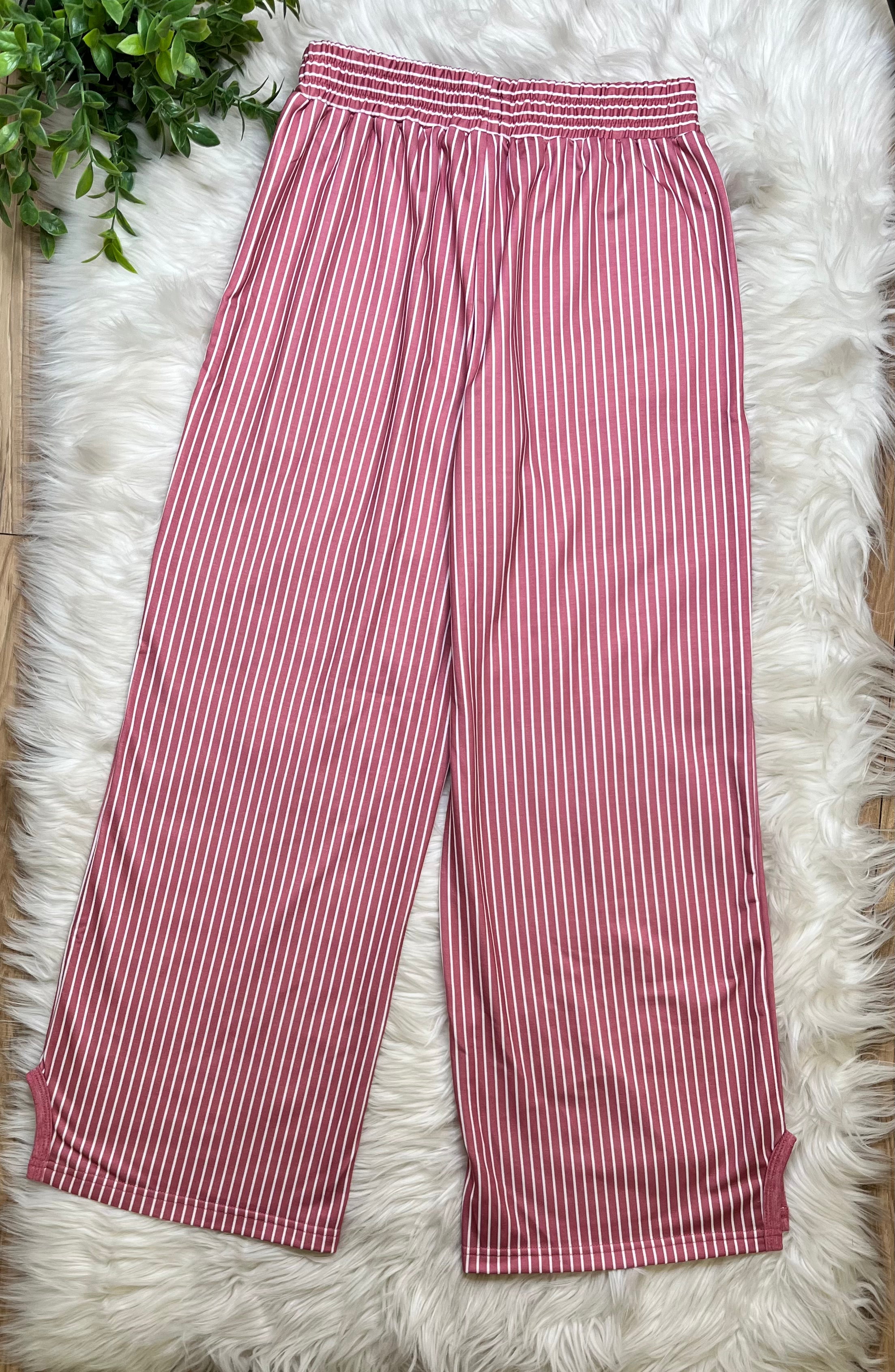 Women’s Evermmee Mauve Stripe Pant Set- True To Size
