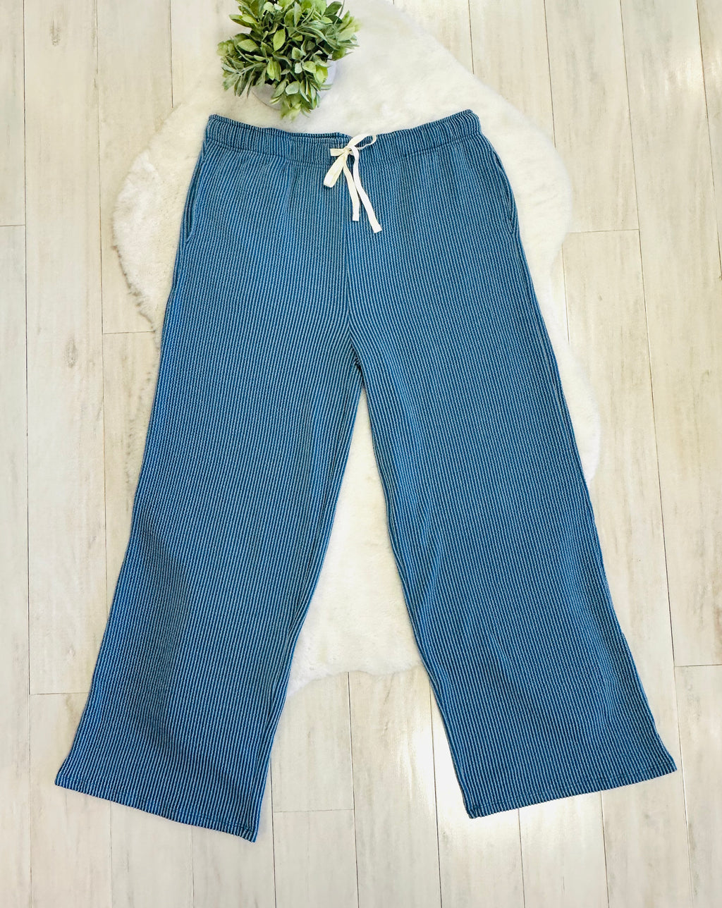 Women’s Zenana Blue Ribbed Set