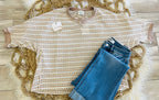 Women’s Very J Taupe and White Knit Top