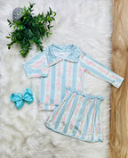 Girl’s Blue Rose Skort Outfit Set