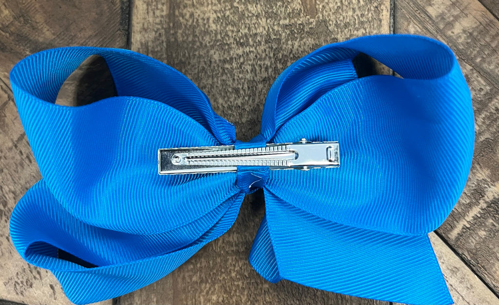 Hair Bow 6” Alligator Clip - Bright Blue