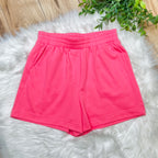 Women’s Pink Half Zip Flutter Sleeve Short Set