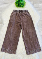 Women’s Zenana Mineral Wash Exposed Seam pants in Chocolate -True to size