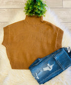 Women’s Brown Sleeveless Knit Mock Neck Blouse - True to Size