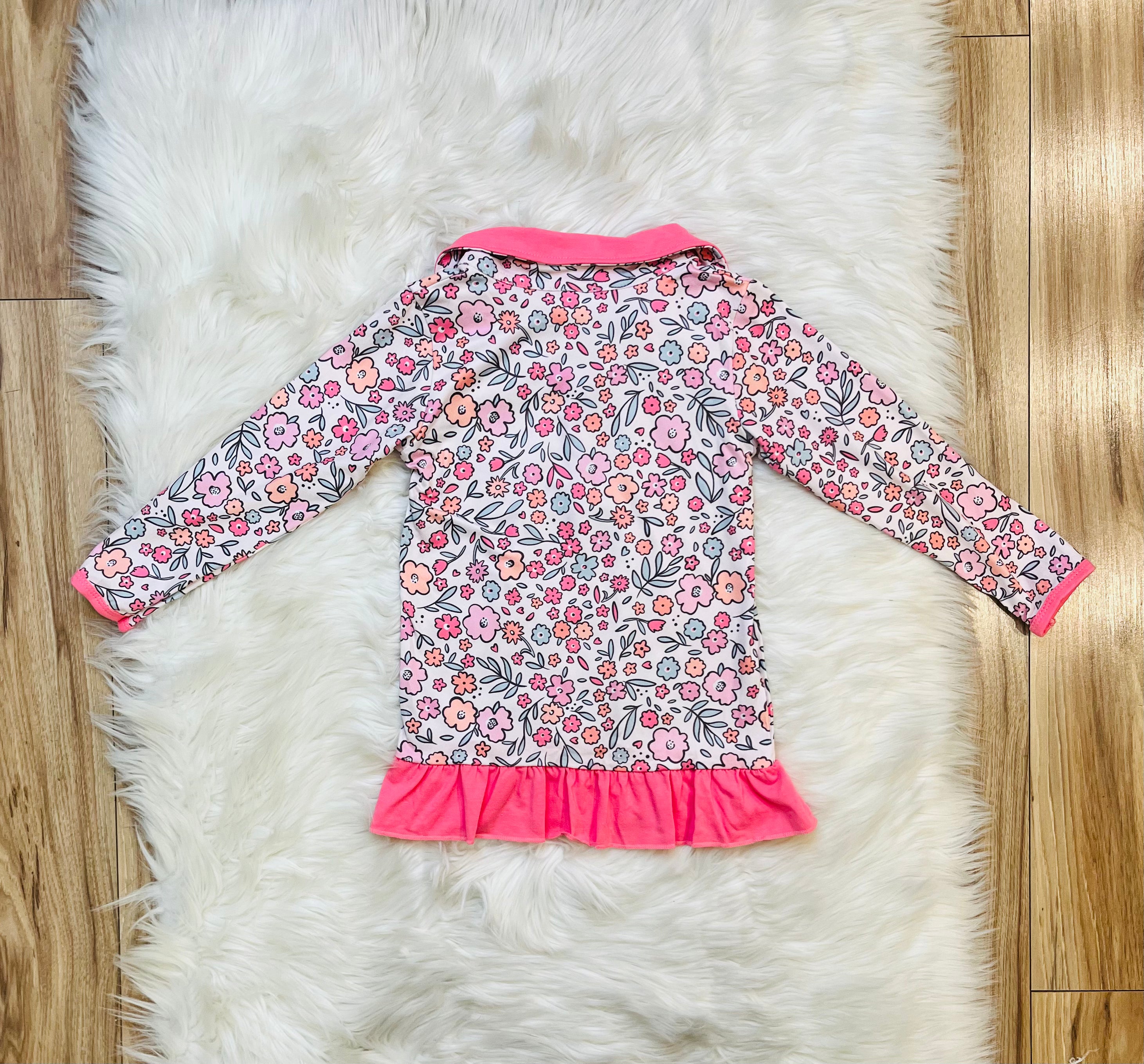 Girl’s Pink Floral Skort Outfit Set