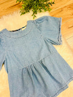 Women’s Umgee Stone Wash Denim Peplum Top- True to Size