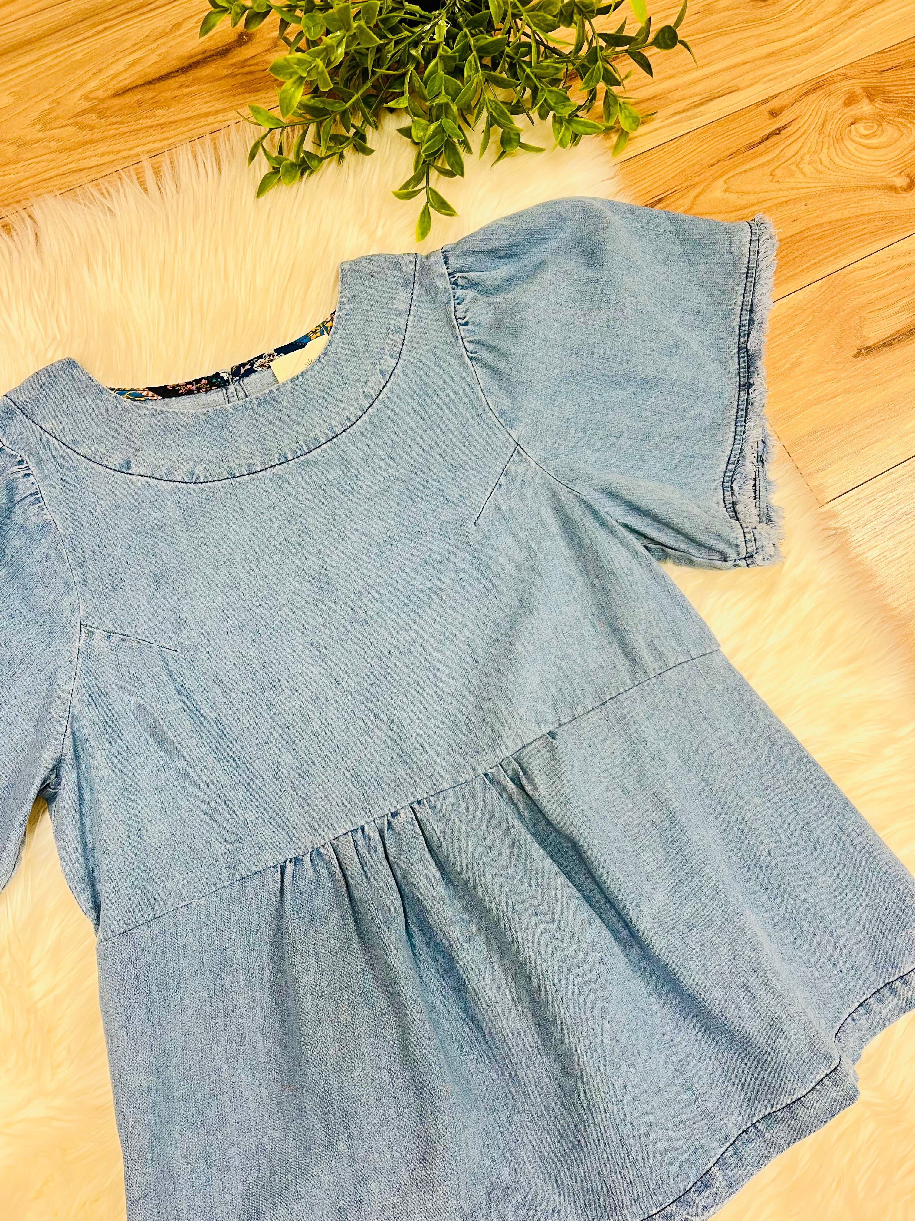 Women’s Umgee Stone Wash Denim Peplum Top- True to Size