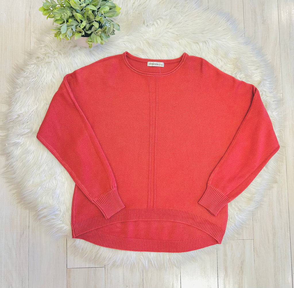 Women’s Terracotta Crewneck Knit Sweater