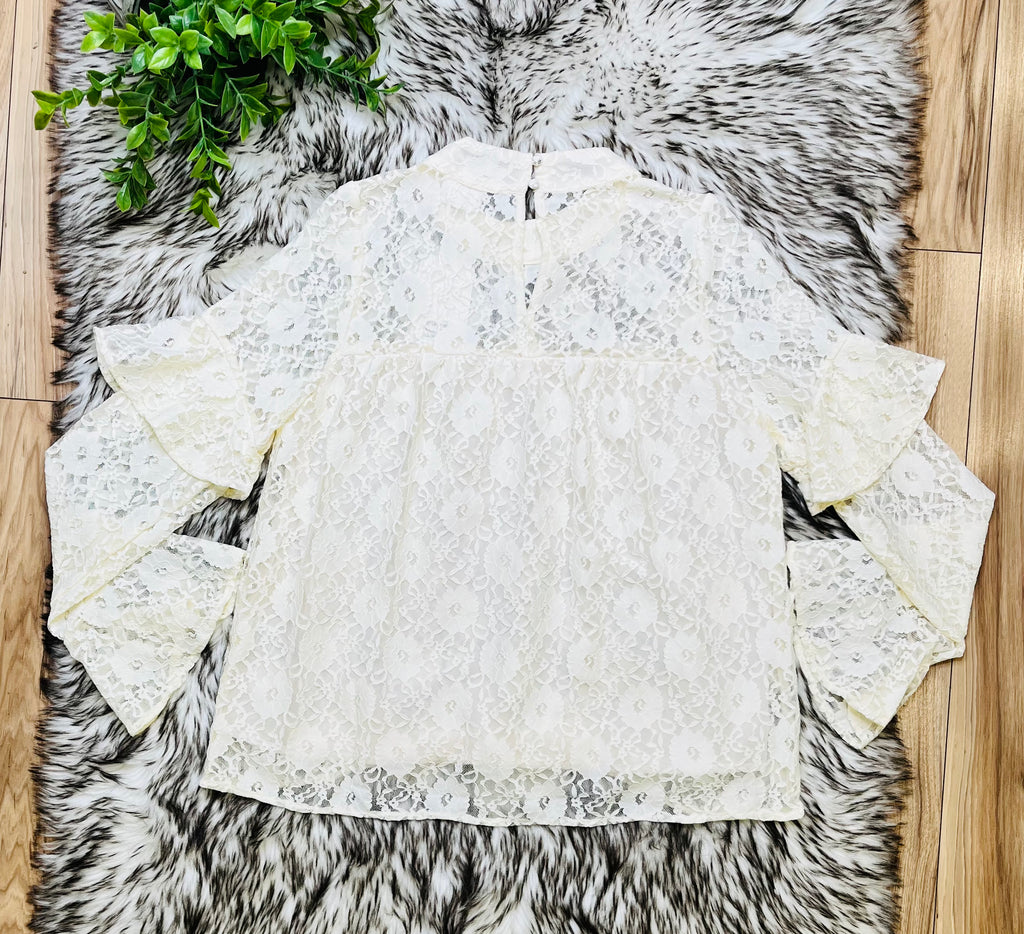 Women’s Very J Ivory Floral Lace Top