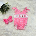 Girls Pink Polka Dot Summer Dessert Romper