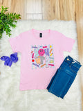 Girl’s Light Pink Mixed Print Affirmations Tee