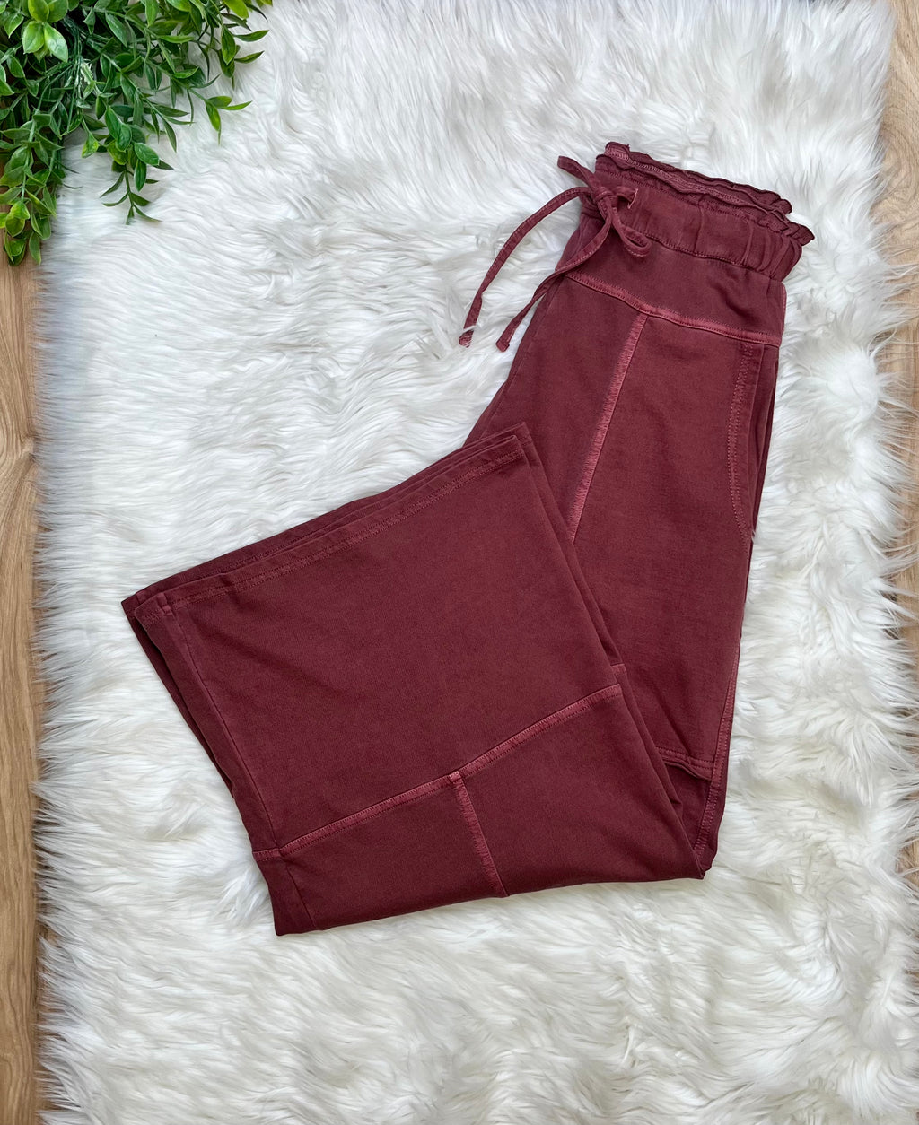 Women’s Zenana Exposed Seam Rust Drawstring Pants- True to Size