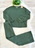 Women’s Zenana Olive Long Sleeve Two Piece Set - True to size