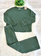 Women’s Zenana Olive Long Sleeve Two Piece Set - True to size