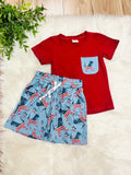 Boy’s American Flag Dinosaur Short Set