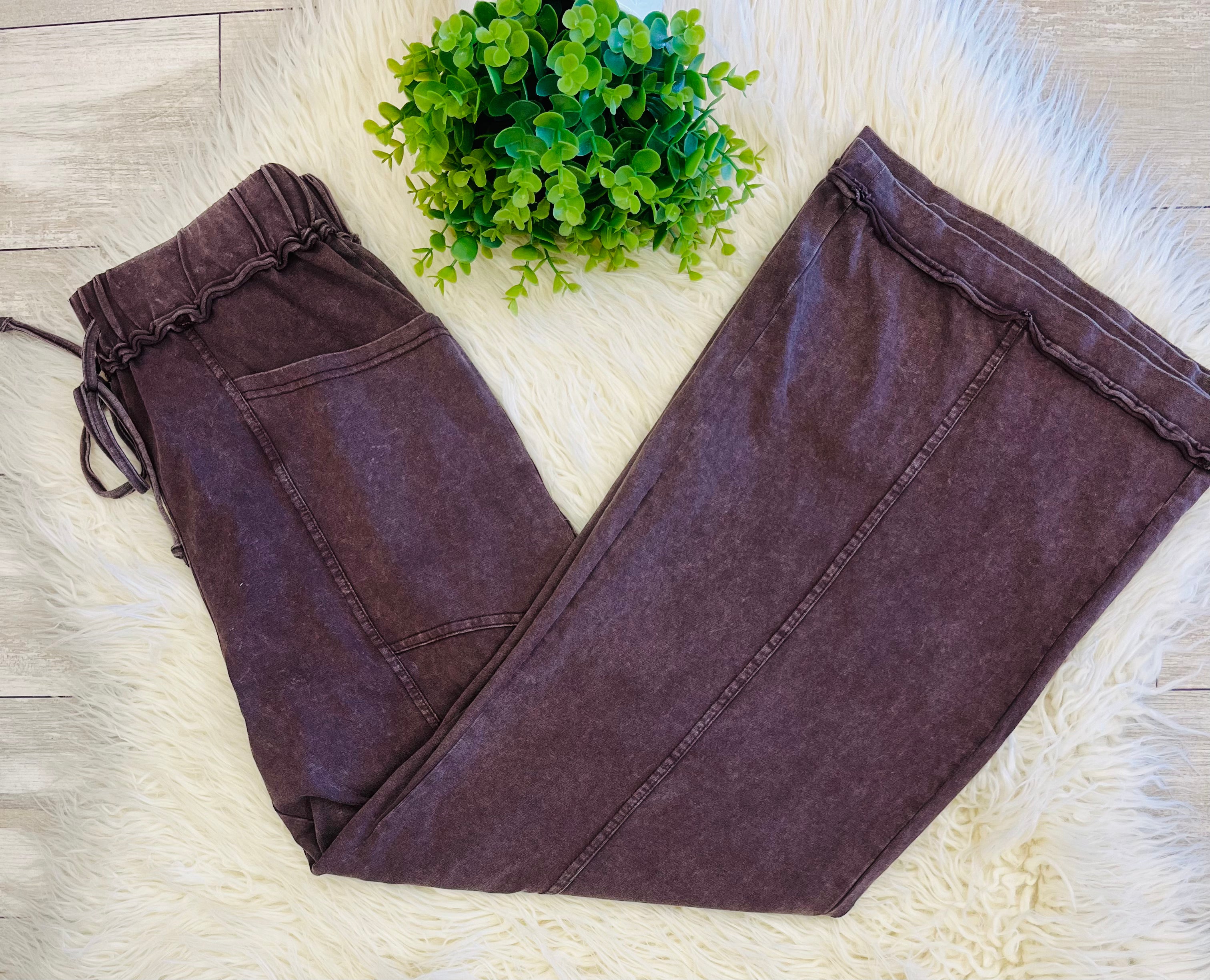 Women’s Evermmee Mineral-Wash Pants Chocolate Brown - True to Size