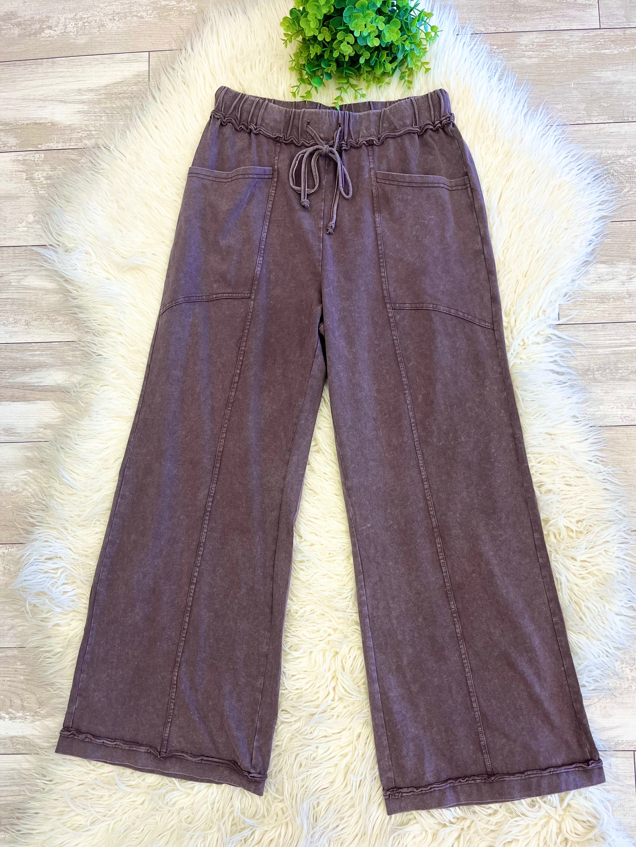 Women’s Evermmee Mineral-Wash Pants Chocolate Brown - True to Size