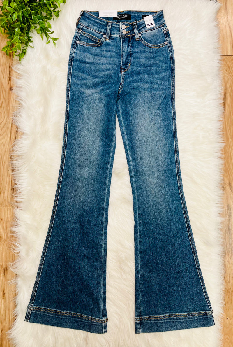 Judy Blue Flare Double Button Jeans 1018
