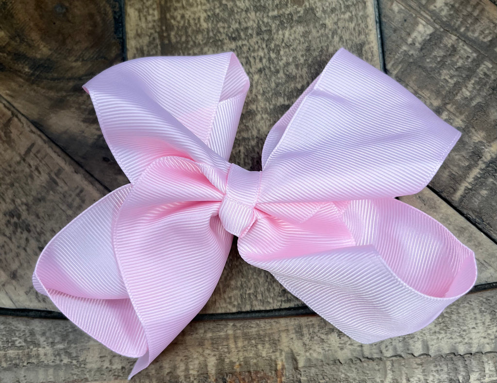 Hair Bow 6” Alligator Clip - Baby Pink