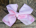 Hair Bow 6” Alligator Clip - Baby Pink