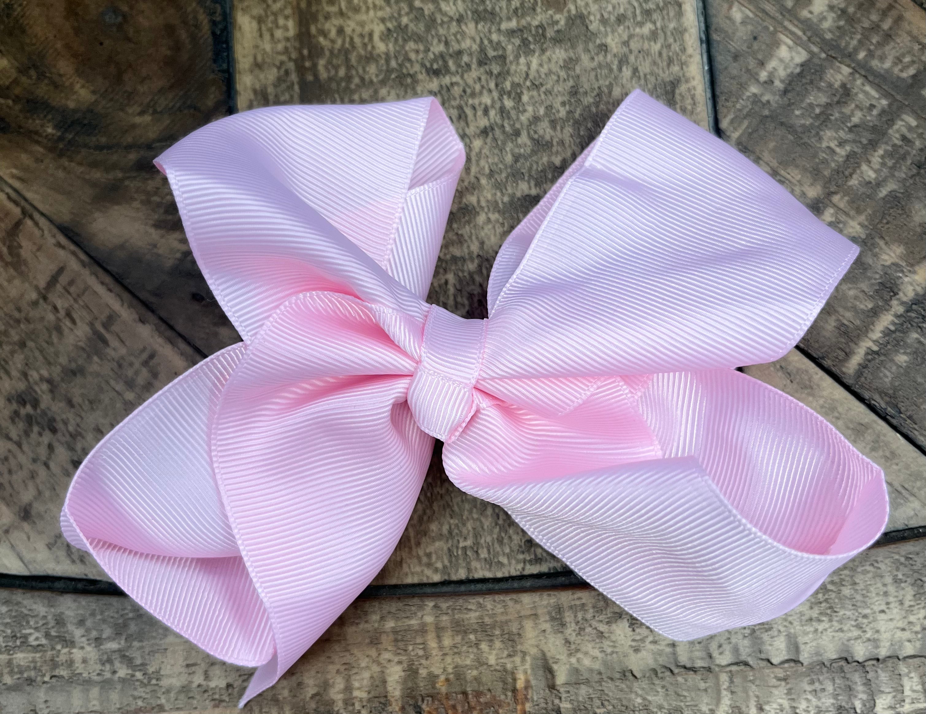 Hair Bow 6” Alligator Clip - Baby Pink