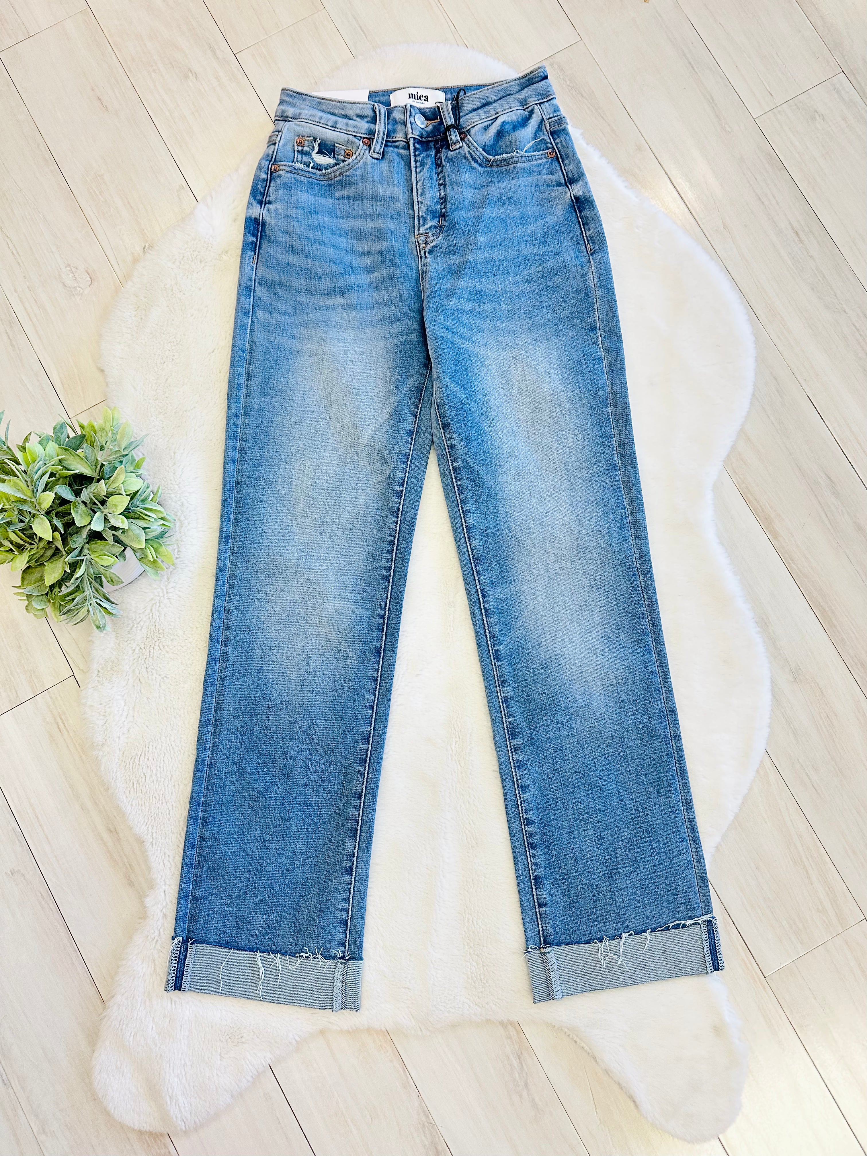 Women’s Mica High Rise Straight Jeans with Cuffed Hem #3286