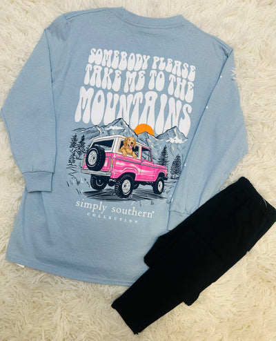 Kids Simply Southern Take Me To The Mountains Long Sleeve Tee - Mini Mee Boutique