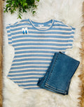 Women’s Blu Pepper Textured Blue Stripe Top