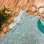 Women’s Evermmee Kelly Green Stripe Flutter Sleeve Top