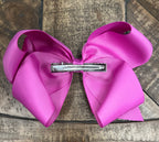 Hair Bow 6” Alligator Clip - Magenta Pink