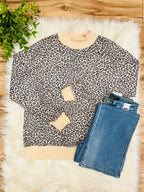 Women’s Evermmee Taupe Mock Neck Cheetah Print Top- True to Size