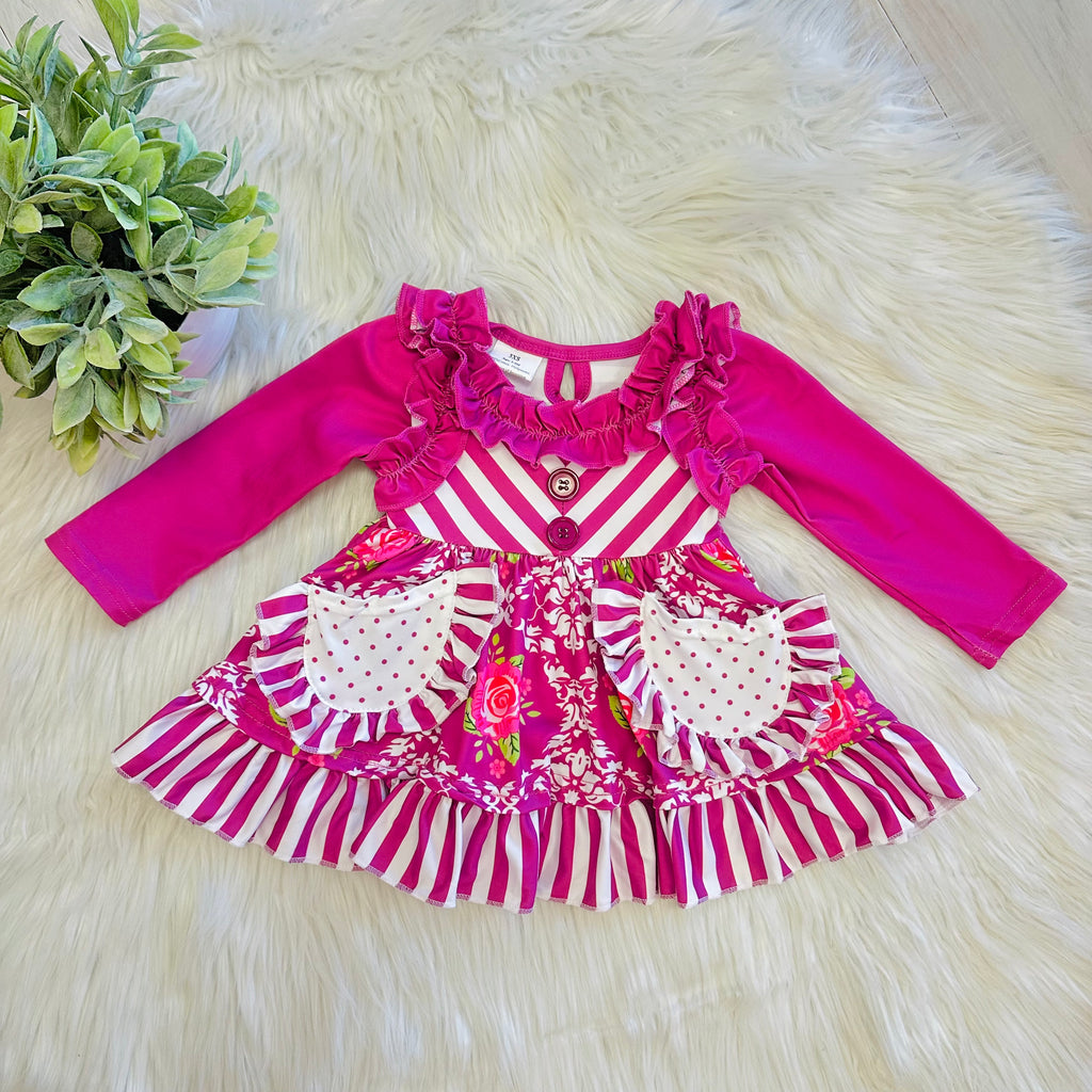 Girl’s Magenta Mixed Print Set
