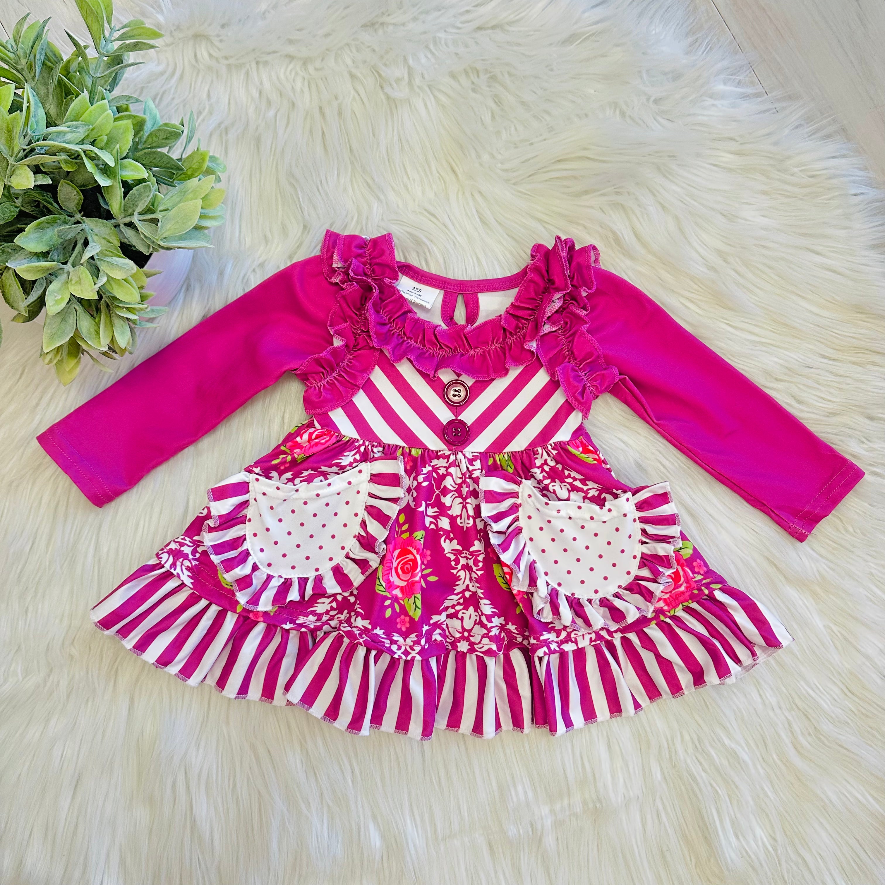 Girl’s Magenta Mixed Print Set